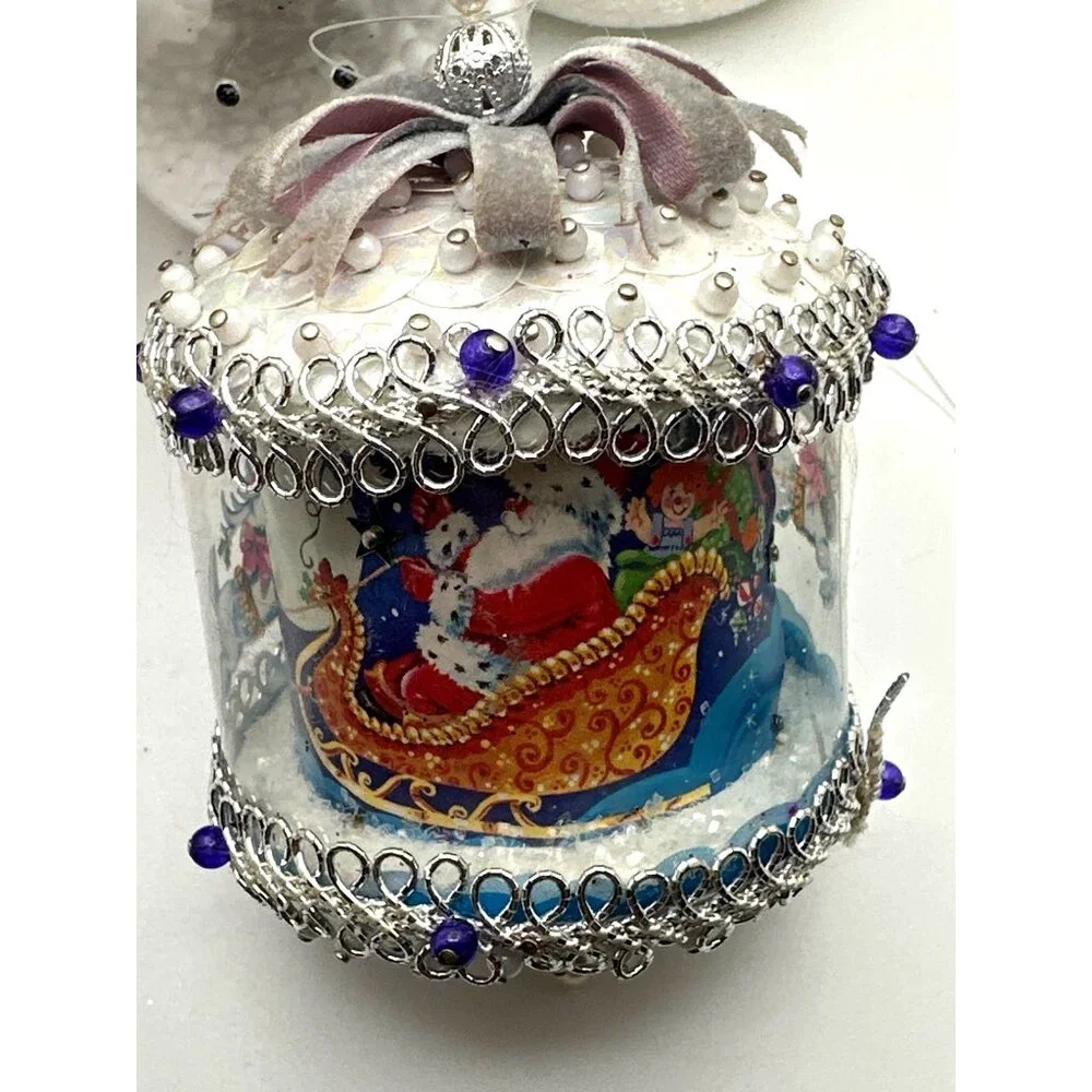 Vintage Christmas Tree Ornaments Holiday Season Lot of 4 Decor Gift Toppers - Picture 6 of 10